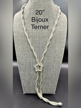 252. Bijoux Terner Silver Mesh Lariat Necklace